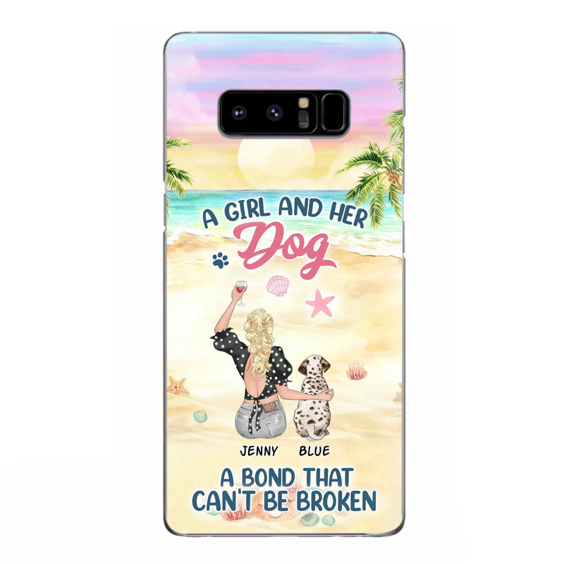 Custom Personalized Dog Mom Phone Case - Upto 6 Dogs - Gift Idea for Dog Lovers - A Girl And Her Dog A Bond That Can't Be Broken - Case for iPhone/Samsung