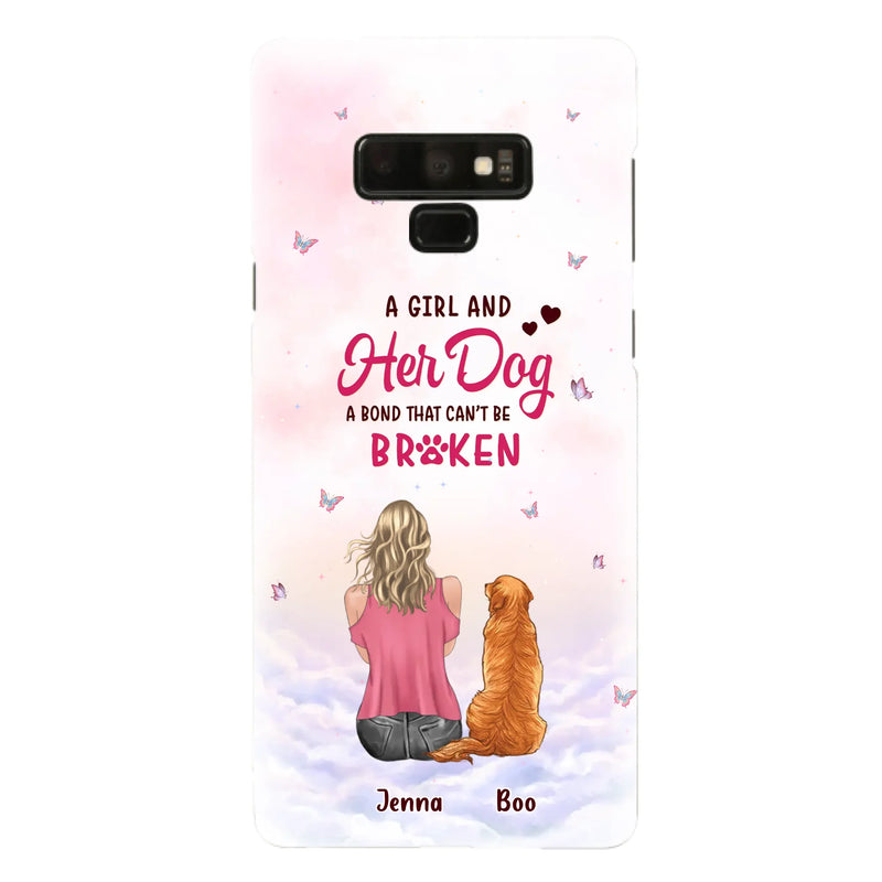 Custom Personalized Dog Mom Phone Case - Upto 5 Dogs - Gift Idea For Dog Lovers - A Girl And Her Dog A Bond That Can't Be Broken - Case for iPhone/Samsung