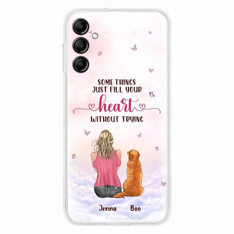 Custom Personalized Dog Mom Phone Case - Upto 5 Dogs - Gift Idea For Dog Lovers - Some Things Just Fill Your Heart Without Trying - Case for iPhone/Samsung