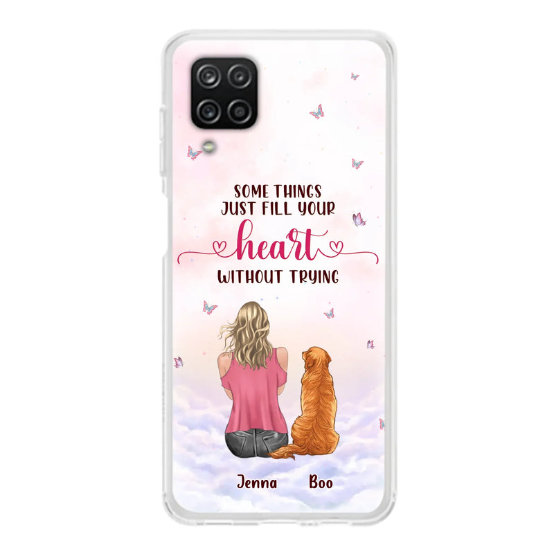 Custom Personalized Dog Mom Phone Case - Upto 5 Dogs - Gift Idea For Dog Lovers - Some Things Just Fill Your Heart Without Trying - Case for iPhone/Samsung