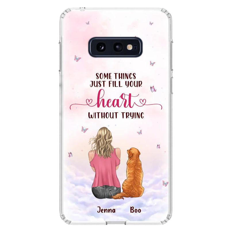 Custom Personalized Dog Mom Phone Case - Upto 5 Dogs - Gift Idea For Dog Lovers - Some Things Just Fill Your Heart Without Trying - Case for iPhone/Samsung