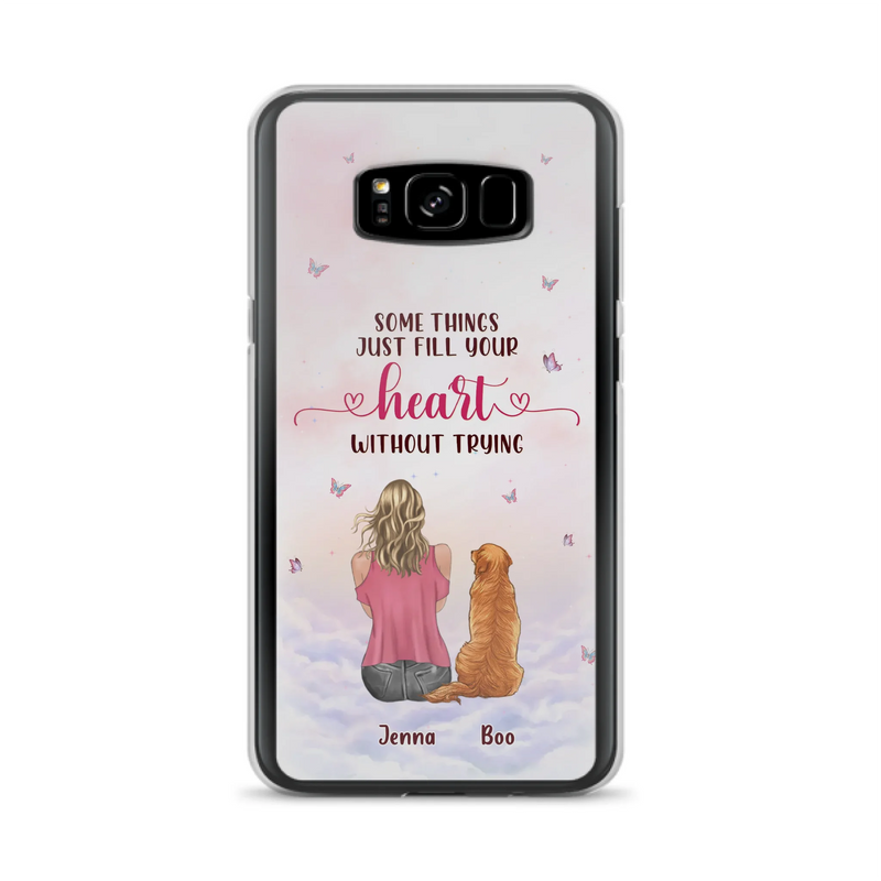 Custom Personalized Dog Mom Phone Case - Upto 5 Dogs - Gift Idea For Dog Lovers - Some Things Just Fill Your Heart Without Trying - Case for iPhone/Samsung