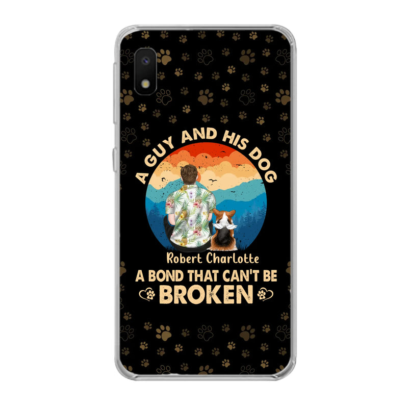 Custom Personalized Dog Dad Phone Case - Father's Day Gift Idea for Dad/Dog Lovers - Upto 4 Dogs - A Guy And His Dog A Bond That Can't Be Broken - Cases For iPhone/Samsung