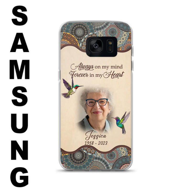 Custom Personalized Memorial Photo Phone Case - Memorial Gift Idea For Mother's Day/Father's Day - Always On My Mind, Forever In My Heart - Case For iPhone/Samsung