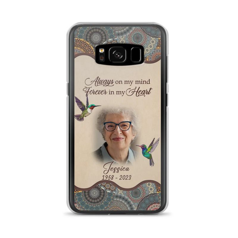 Custom Personalized Memorial Photo Phone Case - Memorial Gift Idea For Mother's Day/Father's Day - Always On My Mind, Forever In My Heart - Case For iPhone/Samsung