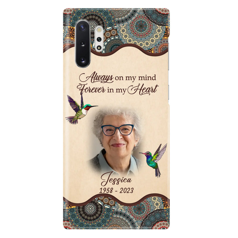 Custom Personalized Memorial Photo Phone Case - Memorial Gift Idea For Mother's Day/Father's Day - Always On My Mind, Forever In My Heart - Case For iPhone/Samsung