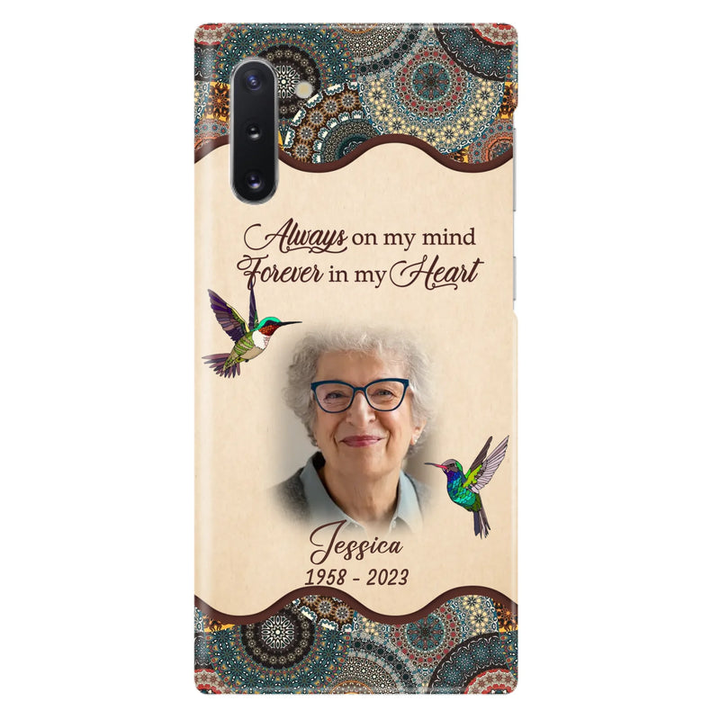 Custom Personalized Memorial Photo Phone Case - Memorial Gift Idea For Mother's Day/Father's Day - Always On My Mind, Forever In My Heart - Case For iPhone/Samsung