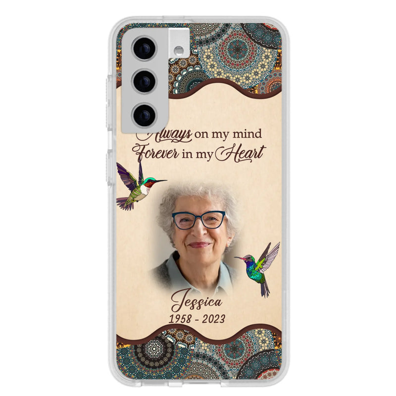 Custom Personalized Memorial Photo Phone Case - Memorial Gift Idea For Mother's Day/Father's Day - Always On My Mind, Forever In My Heart - Case For iPhone/Samsung