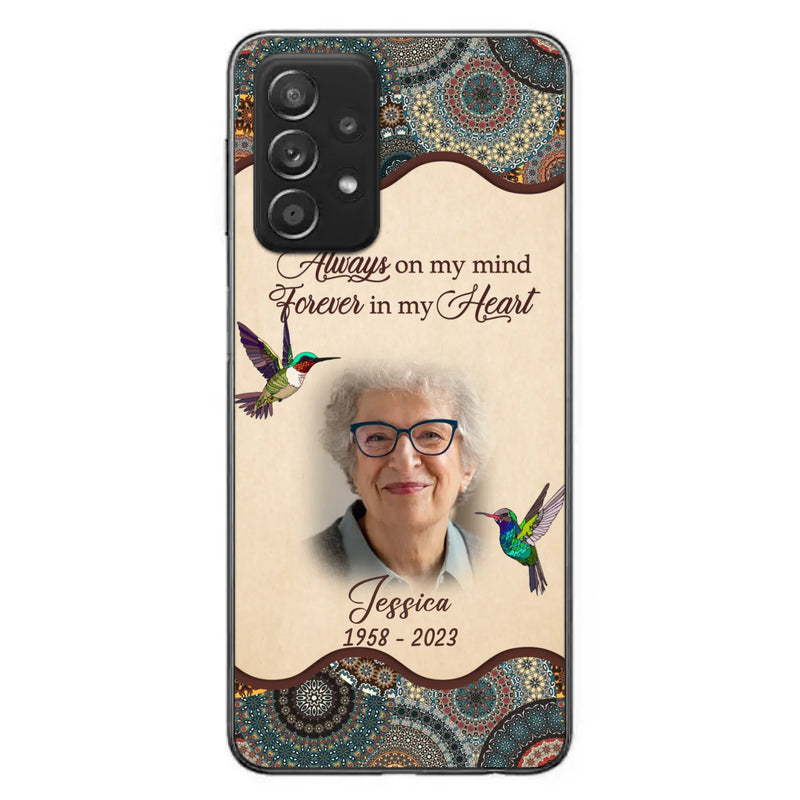 Custom Personalized Memorial Photo Phone Case - Memorial Gift Idea For Mother's Day/Father's Day - Always On My Mind, Forever In My Heart - Case For iPhone/Samsung