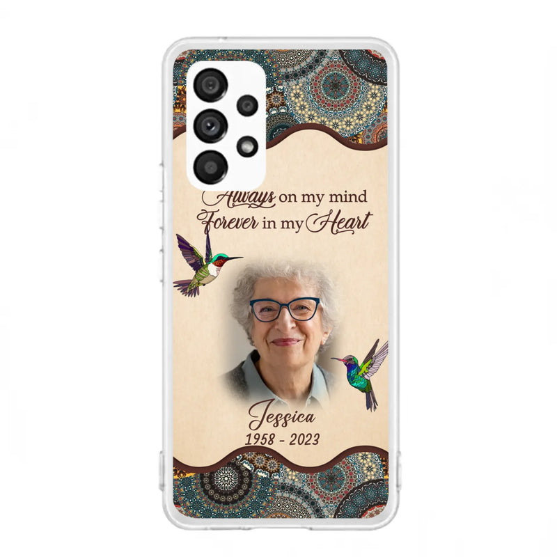 Custom Personalized Memorial Photo Phone Case - Memorial Gift Idea For Mother's Day/Father's Day - Always On My Mind, Forever In My Heart - Case For iPhone/Samsung