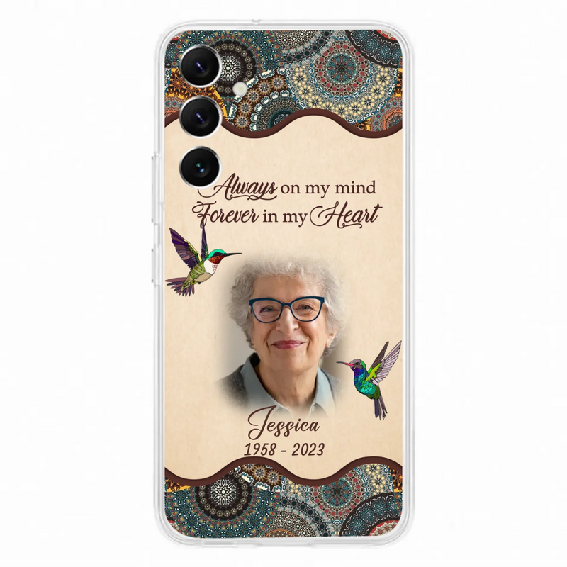 Custom Personalized Memorial Photo Phone Case - Memorial Gift Idea For Mother's Day/Father's Day - Always On My Mind, Forever In My Heart - Case For iPhone/Samsung