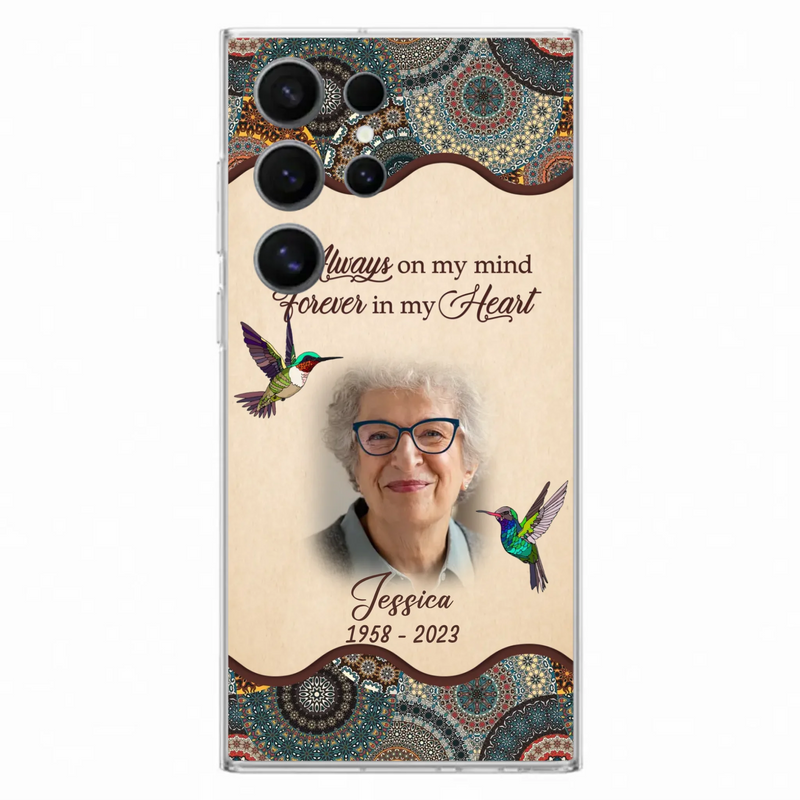 Custom Personalized Memorial Photo Phone Case - Memorial Gift Idea For Mother's Day/Father's Day - Always On My Mind, Forever In My Heart - Case For iPhone/Samsung