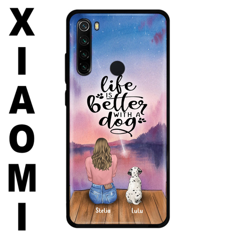 Custom Personalized Dog Mom Phone Case - Gifts For Dog Lovers With Upto 4 Dogs - Life Is Better With A Dog - Case For iPhone, Samsung And Xiaomi