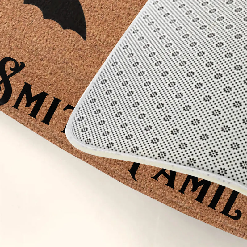 Personalized Bat Family Halloween Doormat – Custom Family Name & Names - This Family Is a Little Batty – Spooky Front Door Decor