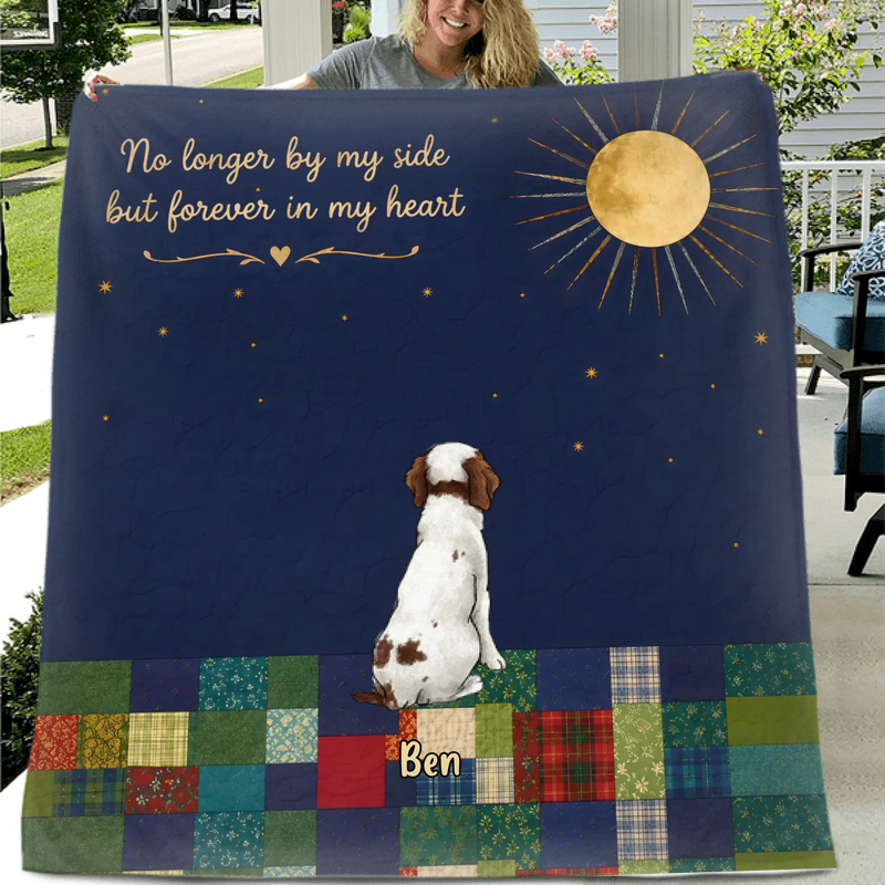 Personalized Memorial Pet Quilt/Fleece Throw Blanket - Memorial Gift Idea For Pet Lover - No Longer By My Side But Forever In My Heart