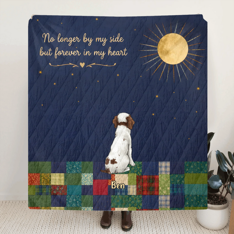 Personalized Memorial Pet Quilt/Fleece Throw Blanket - Memorial Gift Idea For Pet Lover - No Longer By My Side But Forever In My Heart