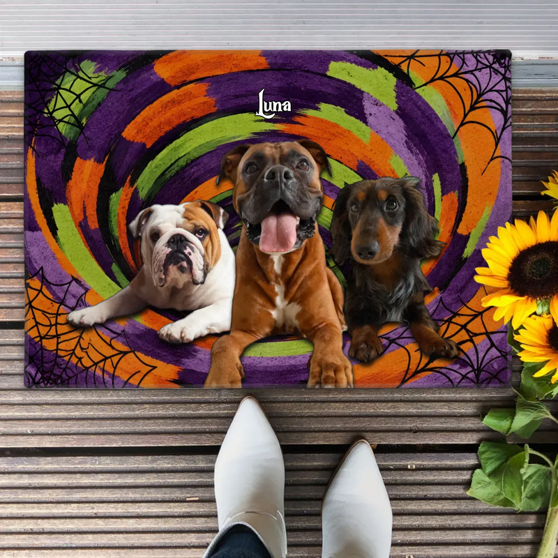 Custom Personalized Spooky Pet Doormat - Halloween Gift Idea For Pet Lover - Upload Photo - Up to 5 Pets