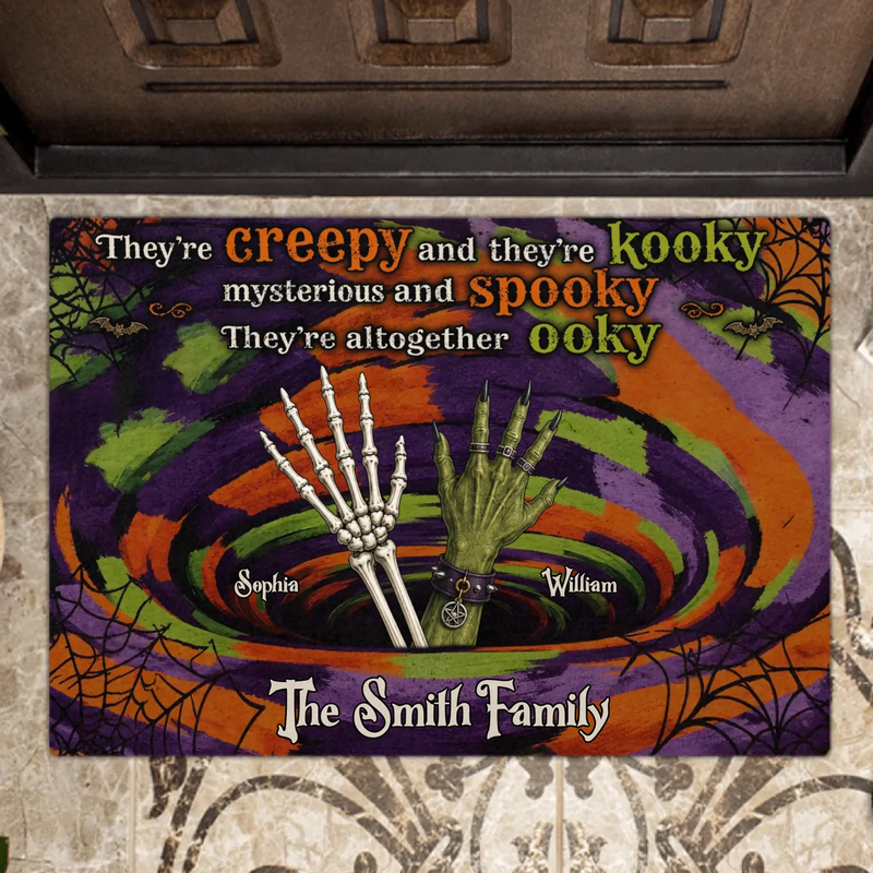 Personalized Hand Family Doormat – Halloween Gift Idea - They're Creepy And Kooky Mysterious