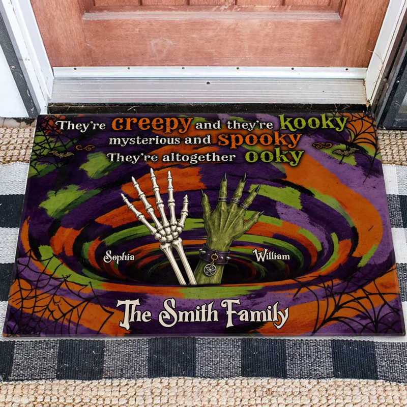 Personalized Hand Family Doormat – Halloween Gift Idea - They're Creepy And Kooky Mysterious