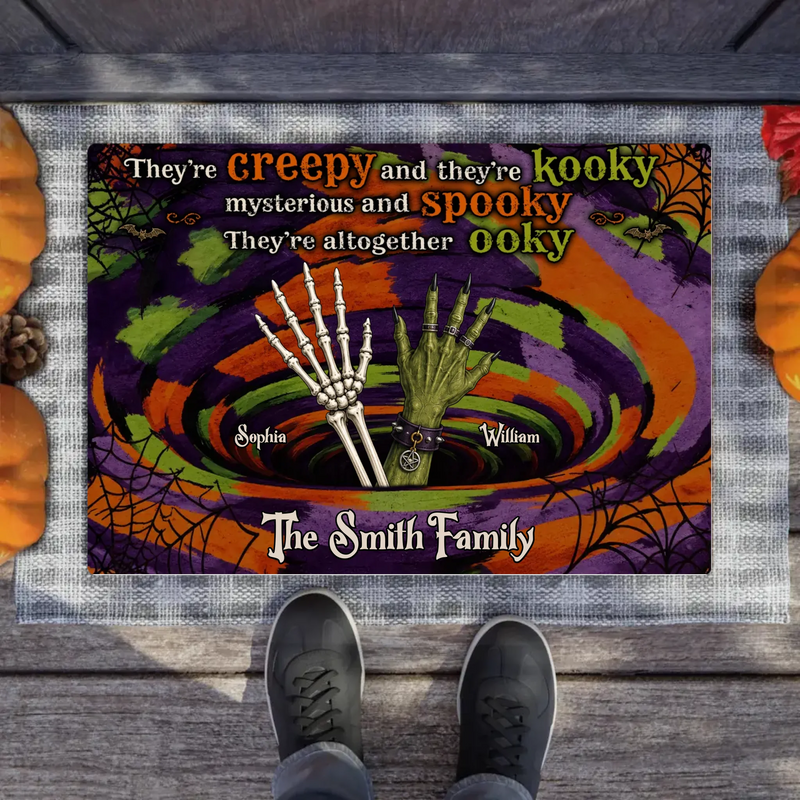 Personalized Hand Family Doormat – Halloween Gift Idea - They're Creepy And Kooky Mysterious