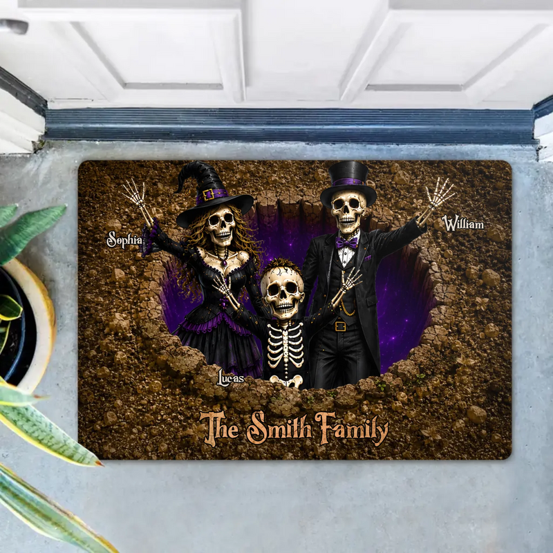 Personalized Skull Family Doormat – Halloween Gift Idea - Up to 9 People