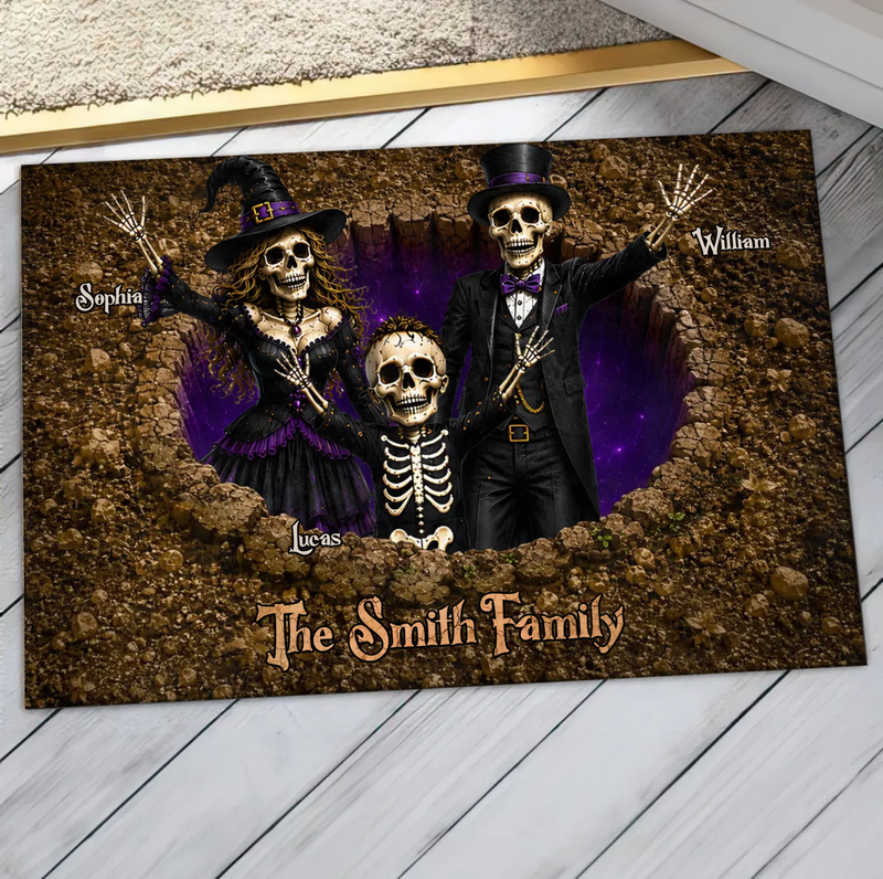 Personalized Skull Family Doormat – Halloween Gift Idea - Up to 9 People