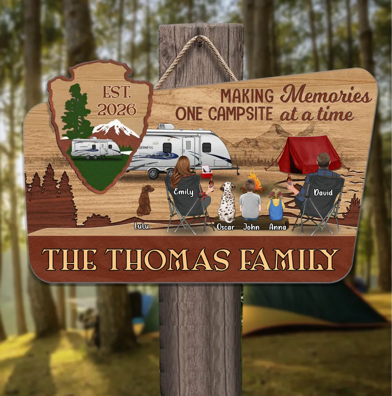 Personalized Camping Wooden Sign - Gift Idea For Camping Lovers/Couple/Family - Making Memories One Campsite At A Time EST.2026