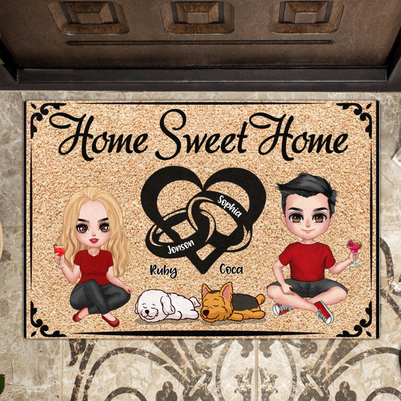 Custom Personalized Home Sweet Couple Home Doormat - Valentine's Day Gift For Couple