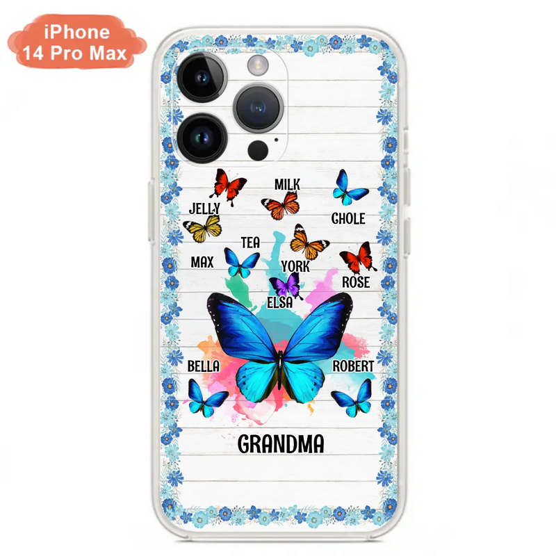 Custom Personalized Butterfly Grandma iPhone/ Samsung Phone Case - Up to 10 Kid's Name - Mother's Day Gift Idea For Grandma