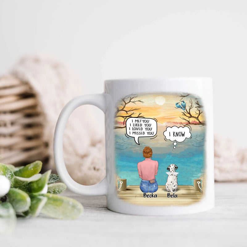 Custom Personalized Memorial Pet Mom Coffee Mug -  I Met You I Liked You I Loved You I Missed You - Upto 5 Pets - Memorial Gift Idea For Dog/ Cat Lover