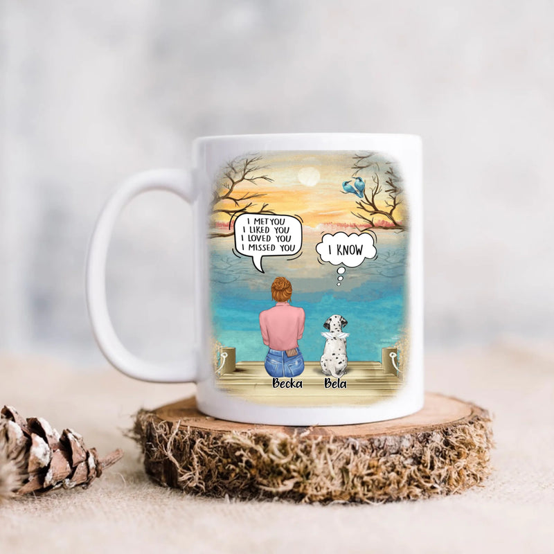 Custom Personalized Memorial Pet Mom Coffee Mug -  I Met You I Liked You I Loved You I Missed You - Upto 5 Pets - Memorial Gift Idea For Dog/ Cat Lover
