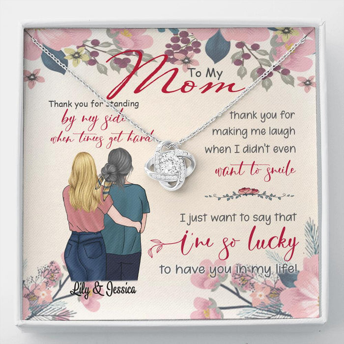 Custom Personalized Message Card Love Knot Necklace Jewelry - Best Gift For Mother's Day -Thank you for standing by my side - IWJMRF