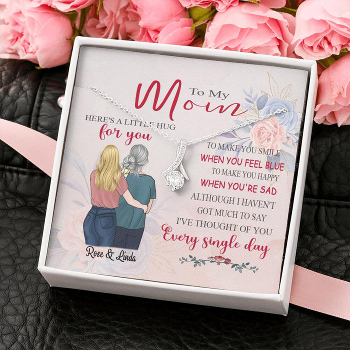 Custom Personalized Message Card Alluring Beauty Necklace Jewelry - Best Gift For Mother's Day -Here's A Little Hug For You IWJMRF