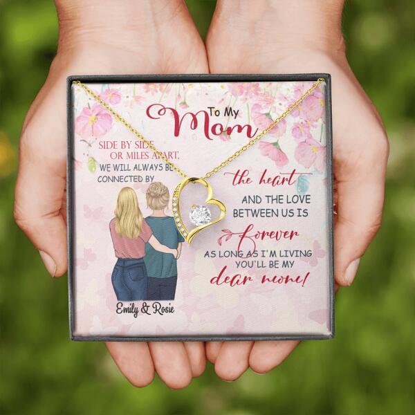 Custom Personalized Message Card Forever Love Necklace Jewelry - Best Gift For Mother's Day - We will always be connected by the heart - IWJMRF