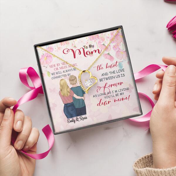 Custom Personalized Message Card Forever Love Necklace Jewelry - Best Gift For Mother's Day - We will always be connected by the heart - IWJMRF