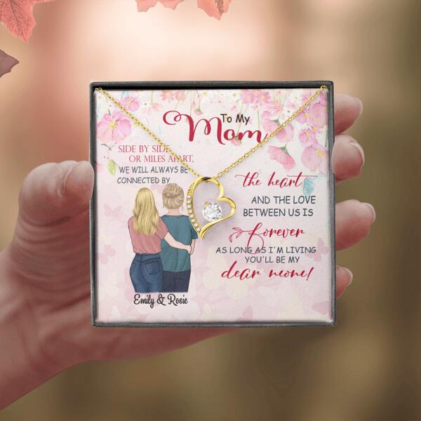 Personalized Message Card Forever Love Necklace Jewelry - Best Gift For Mother's Day - We will always be connected by the heart - IWJMRF