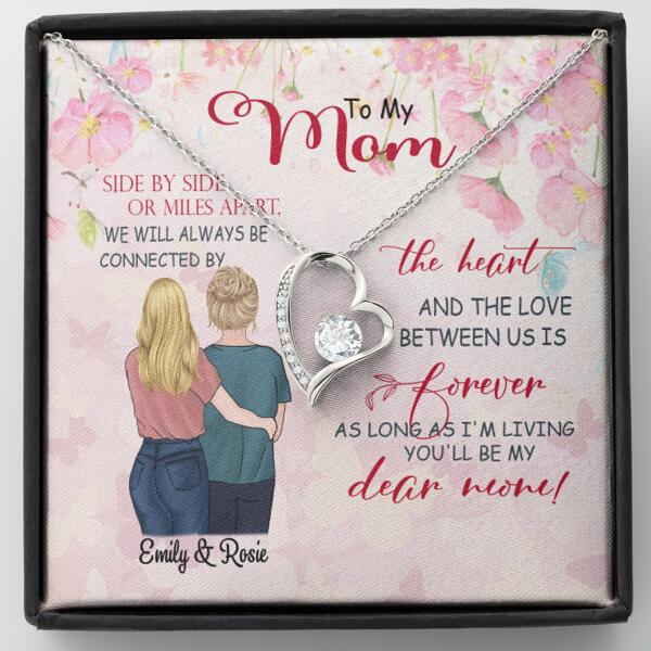 Custom Personalized Message Card Forever Love Necklace Jewelry - Best Gift For Mother's Day - We will always be connected by the heart - IWJMRF