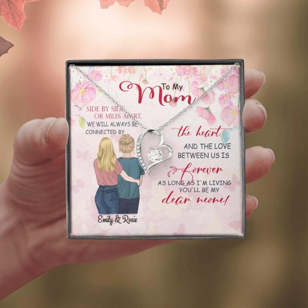 Custom Personalized Message Card Forever Love Necklace Jewelry - Best Gift For Mother's Day - We will always be connected by the heart - IWJMRF