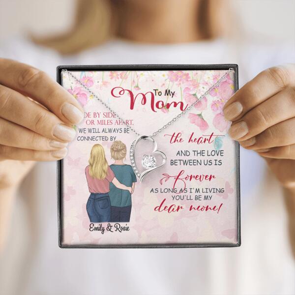 Custom Personalized Message Card Forever Love Necklace Jewelry - Best Gift For Mother's Day - We will always be connected by the heart - IWJMRF