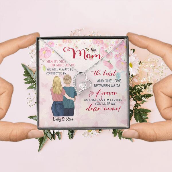 Custom Personalized Message Card Forever Love Necklace Jewelry - Best Gift For Mother's Day - We will always be connected by the heart - IWJMRF