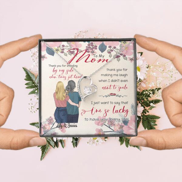 Custom Personalized Message Card Forever Love Necklace Jewelry - Best Gift For Mother's Day - Thank you for standing by my side- IWJMRF