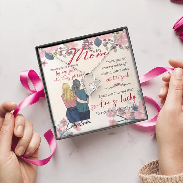 Custom Personalized Message Card Forever Love Necklace Jewelry - Best Gift For Mother's Day - Thank you for standing by my side- IWJMRF