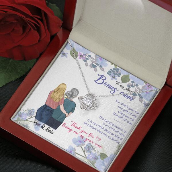 Custom Personalized Message Card Love Knot Necklace Jewelry - Best Gift For Mother's Day-To My Bonus Mom