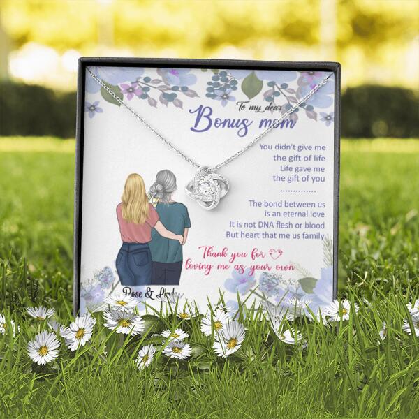 Custom Personalized Message Card Love Knot Necklace Jewelry - Best Gift For Mother's Day-To My Bonus Mom