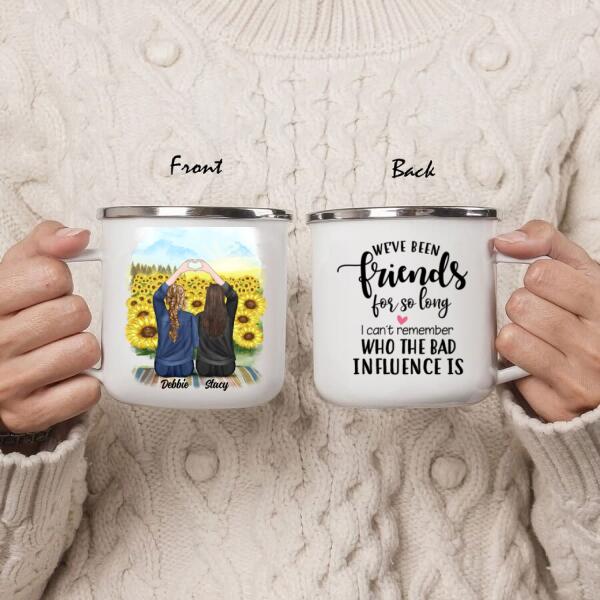 Custom Personalized Friend Enamel Mug - 2 Besties - We've Been Friends For So Long