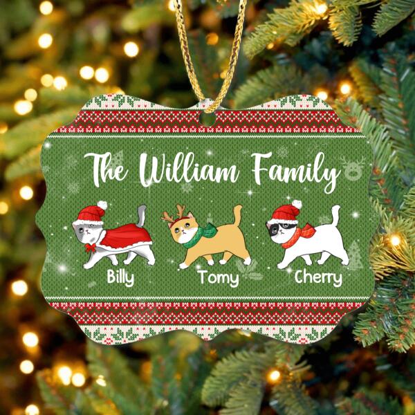 Custom Personalized Christmas Cat Ornament - Best Gift For Cat Lovers - Family Name