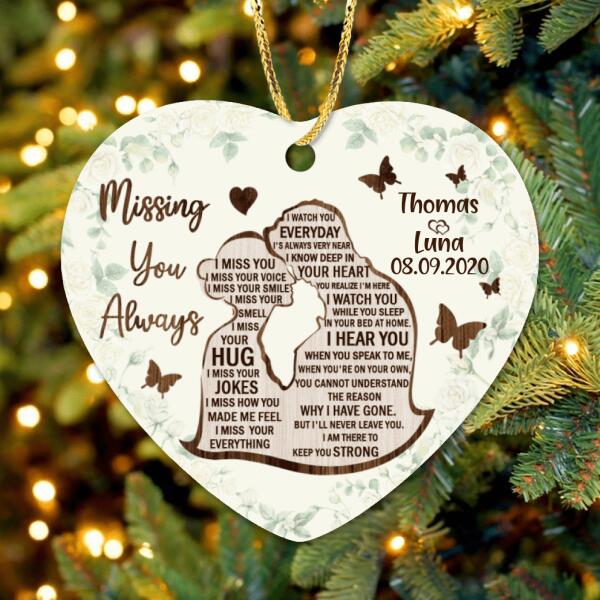 Custom Personalized Memorial Heart Ornament - Missing You Always