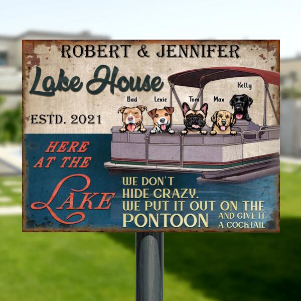 Custom Personalized Pontoon Captain Pet Metal Sign - Upto 5 Pets - Gift Idea For Dog/ Cat Lover