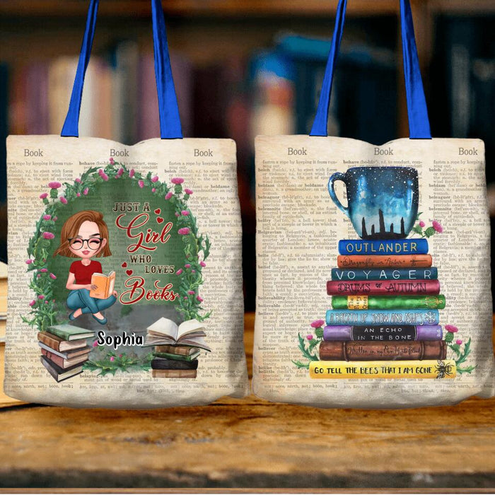 Custom Personalized Book Girl Canvas Bag  - Gift For Book Lovers - Just A Girl Who Loves Books