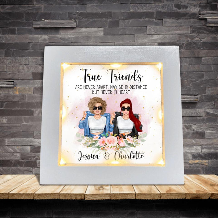 Custom Personalized Bestie Frame with Led - Gift Idea for Best Friends up to 5 Girls - We Weren't Sisters By Birth